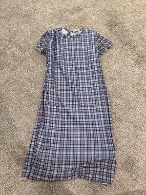 art class Light Blue and Red Plaid Top